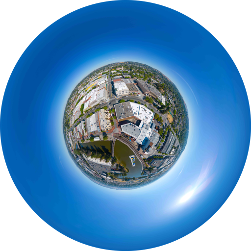 360 photo in planet view, it is a transparent circle png